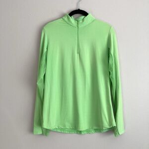 Icikuls Womens 1/4 Zip Long Sleeve Top Size Medium Green UPF 50+ Mesh Trim Golf